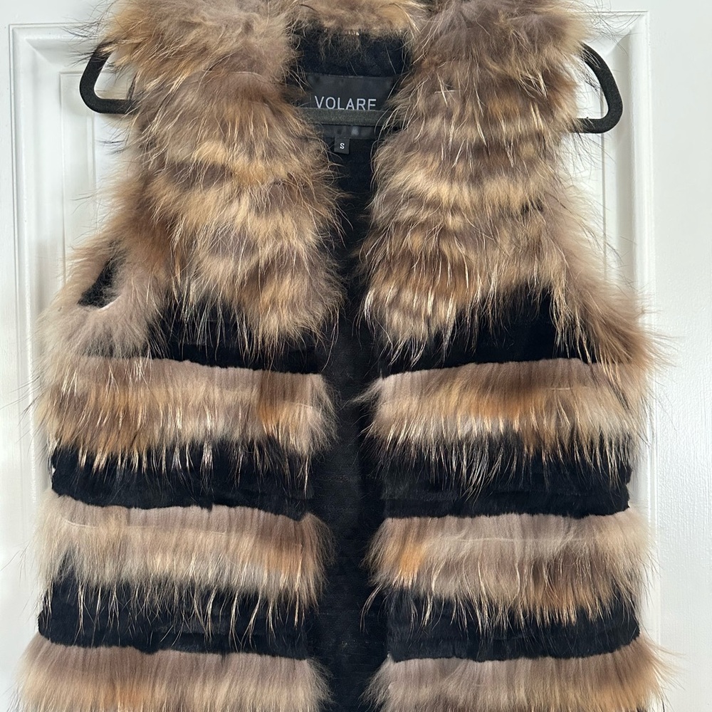 Volare 100% Fur Coatcover Vest in Black and Brown